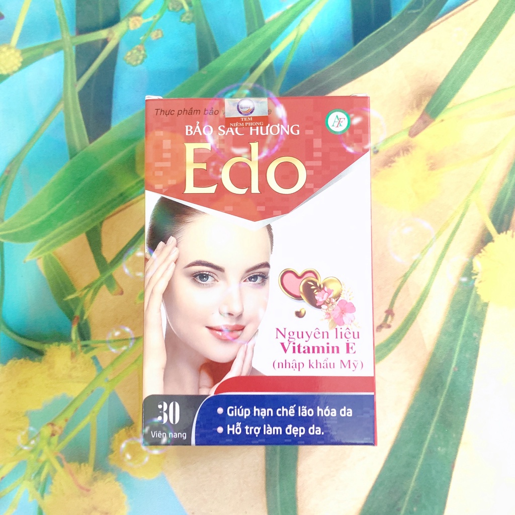 Bảo sắc hương Edo hộp 30 viên, Viên uống bổ sung vitamin E, giảm lão hóa da, giúp làm đẹp da Quà tặng 20 11