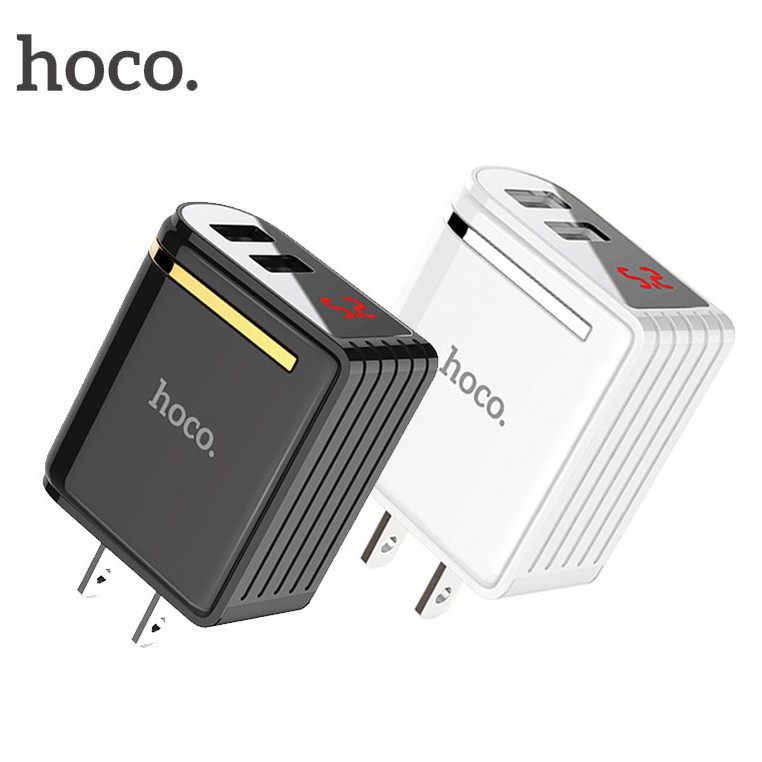 CỐC SẠC NHANH CỦ 2 CỔNG HOCO C39 USB màn hình LCD hiển thị điện áp 5V-2.4A  sạc cho với nhiều thiết bị điện thoại, table