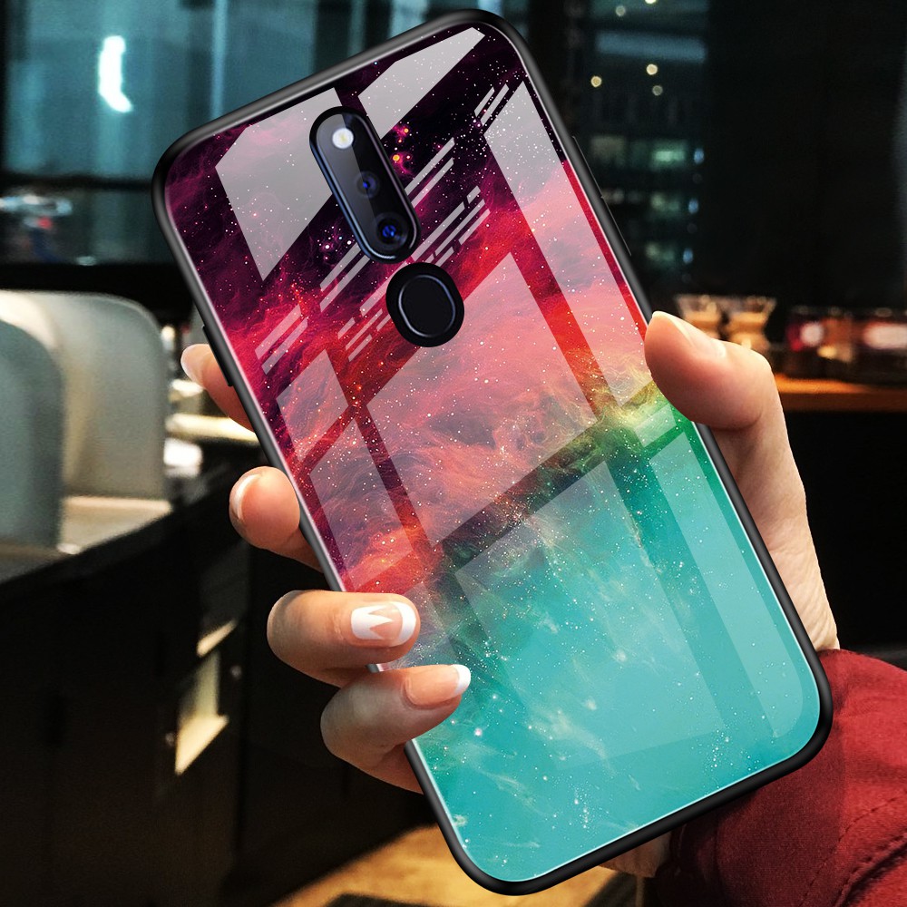 Ốp điện thoại mặt kính cường lực họa tiết độc đáo cho OPPO F11 F11 Pro