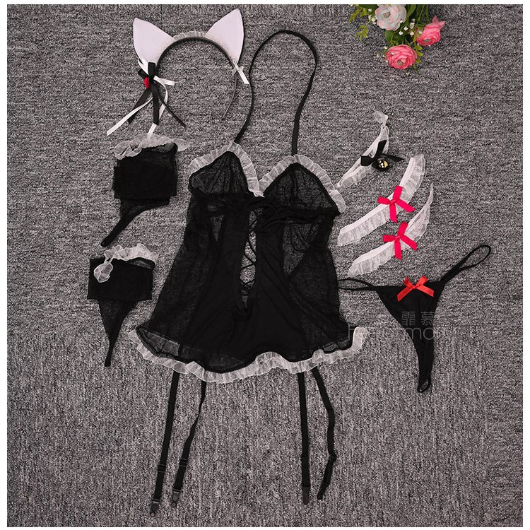 Cosplay chấm bi kèm tai mèo 💝 Free ship 💝 | BigBuy360 - bigbuy360.vn