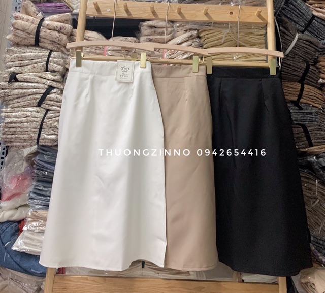 [Ảnh thật/Video] Chân váy trơn dáng dài cạp cao chán váy nữ phong cách ulzzang