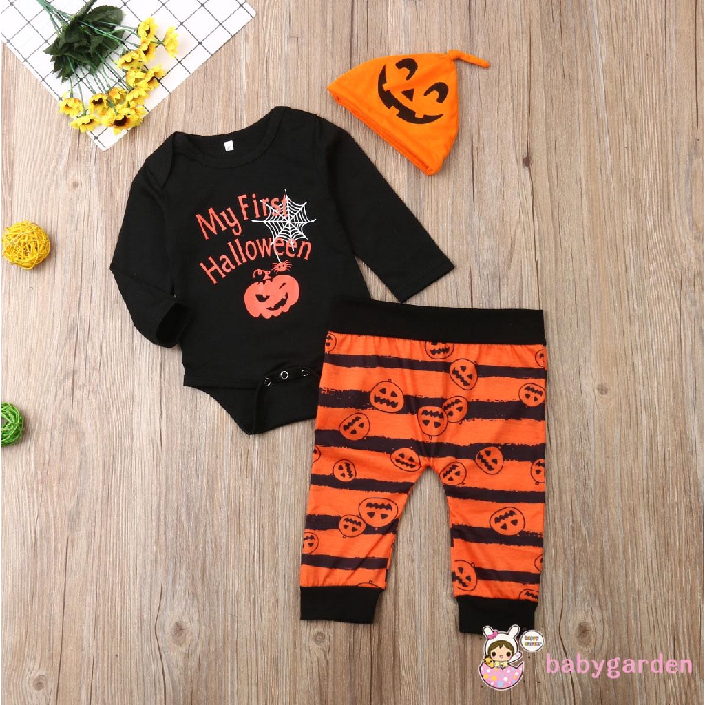 Set quần áo và nón hình bí ngô dịp Halloween cho bé