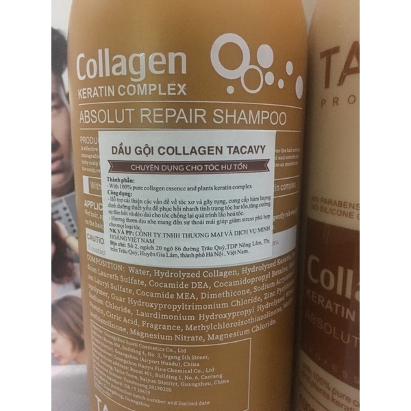Dầu gội xả collagen tacavy chuyên dụng cho tóc hư tổn 1000ml phục hồi mềm mượt hương thơm