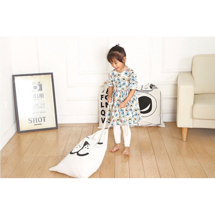 Giỏ đựng đồ chơi, túi đựng đồ dùng gia đình có dây rút kích thước 65x65cm