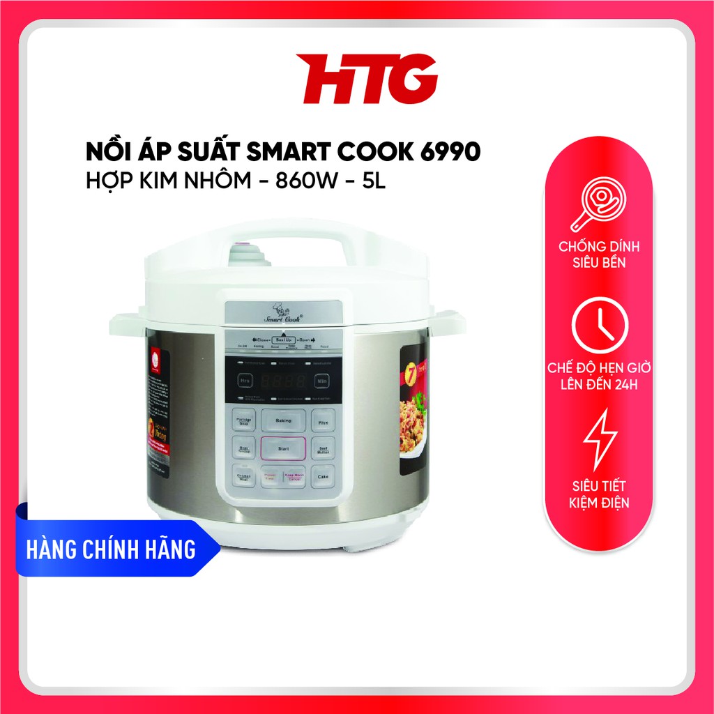 Nồi Áp Suất SMART COOK 6990 - Thương hiệu Elmich - Hợp Kim Nhôm - 860W - 5L