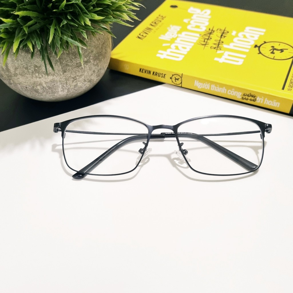 Gọng kính kim loại mảnh dáng chữ nhật Glasses Garden 9042 - Có lắp mắt cận theo yêu cầu