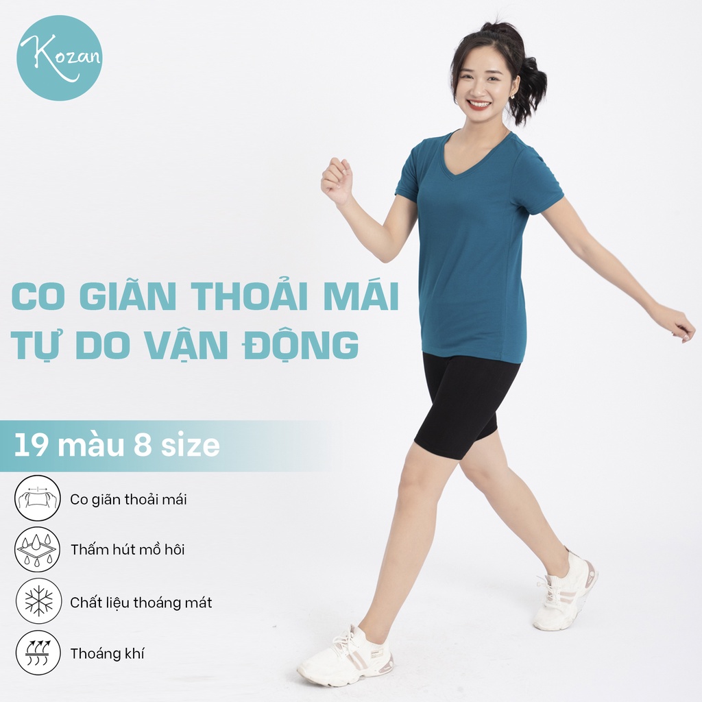 Áo thun nữ cổ tim - Xanh cổ vịt