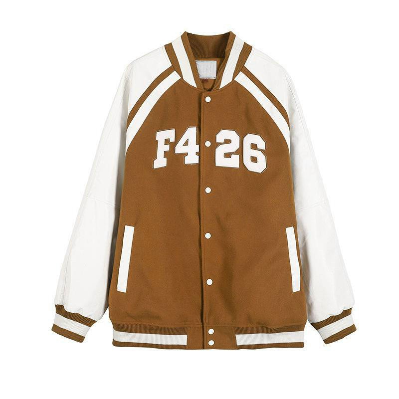 Áo Khoác Nữ Nam Da Lộn kiểu BOMBER Họa Tiết Thêu Chữ F4-26 Cao Cấp chất vải da lộn dày dặn mềm mịn