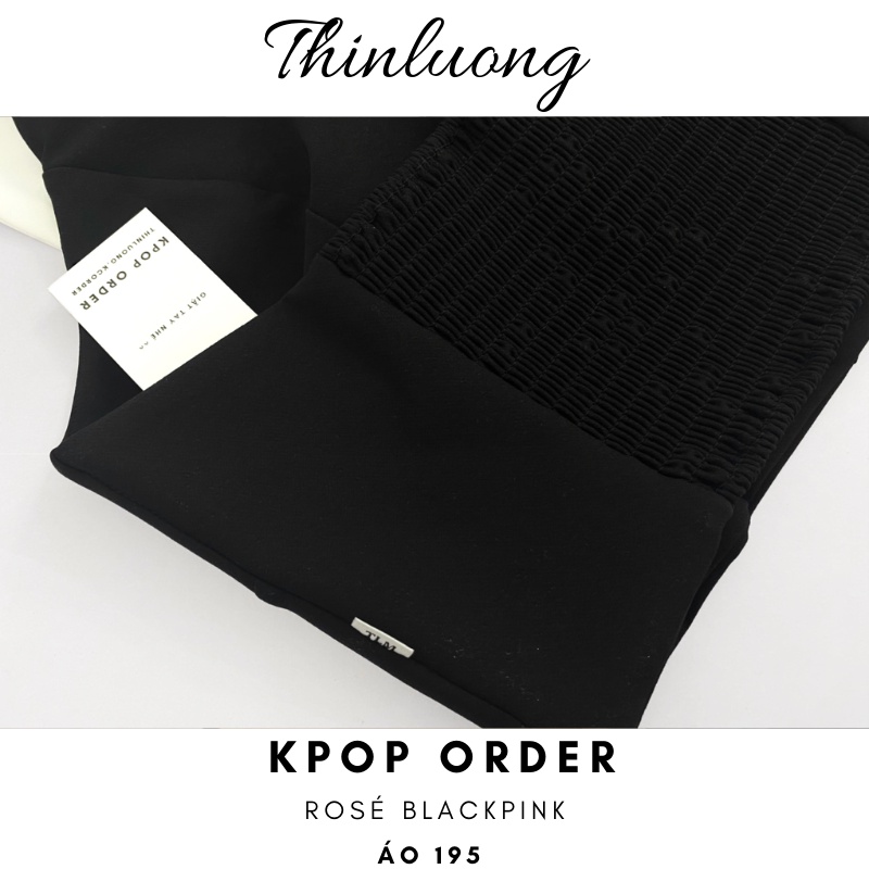 Áo yếm nơ giống Rose Blackpink màu đen kết hợp vải lụa trắng sang trọng