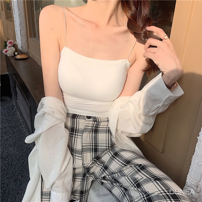 DUNEA Áo Hai Dây Không Đường May Có Mút Đệm Ngực Thiết Kế Mới Thời Trang Dành Cho Nữ