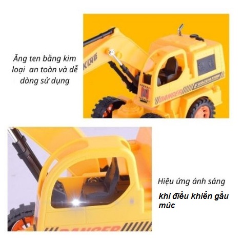 Máy xúc điều khiển từ xa đồ chơi cho bé có gầu múc, bánh lốp , đồ chơi điều khiển từ xa cho trẻ em