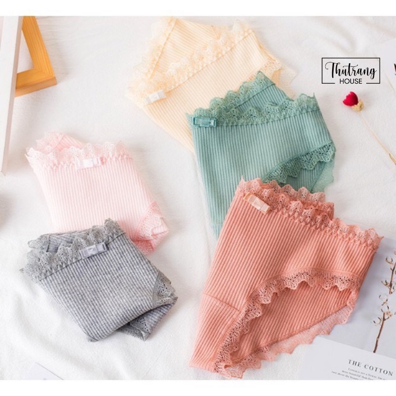 Quần Lót Nữ Cotton tăm cao cấp nâng mông ren sexy, quần chip đính nơ sợi tre kháng khuẩn đẹp dễ thương M01 | BigBuy360 - bigbuy360.vn