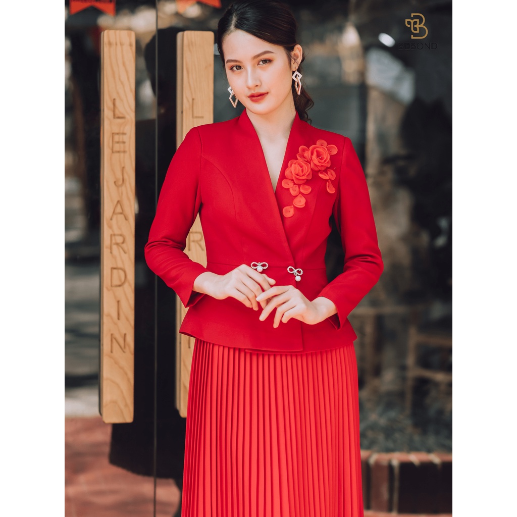 Set Áo Vest Chân Váy Nữ Màu Đỏ BEBOND Phong Cách Thời Trang Hàn Quốc Cùng Chất Liệu Vải Cao Cấp BBS06 | BigBuy360 - bigbuy360.vn