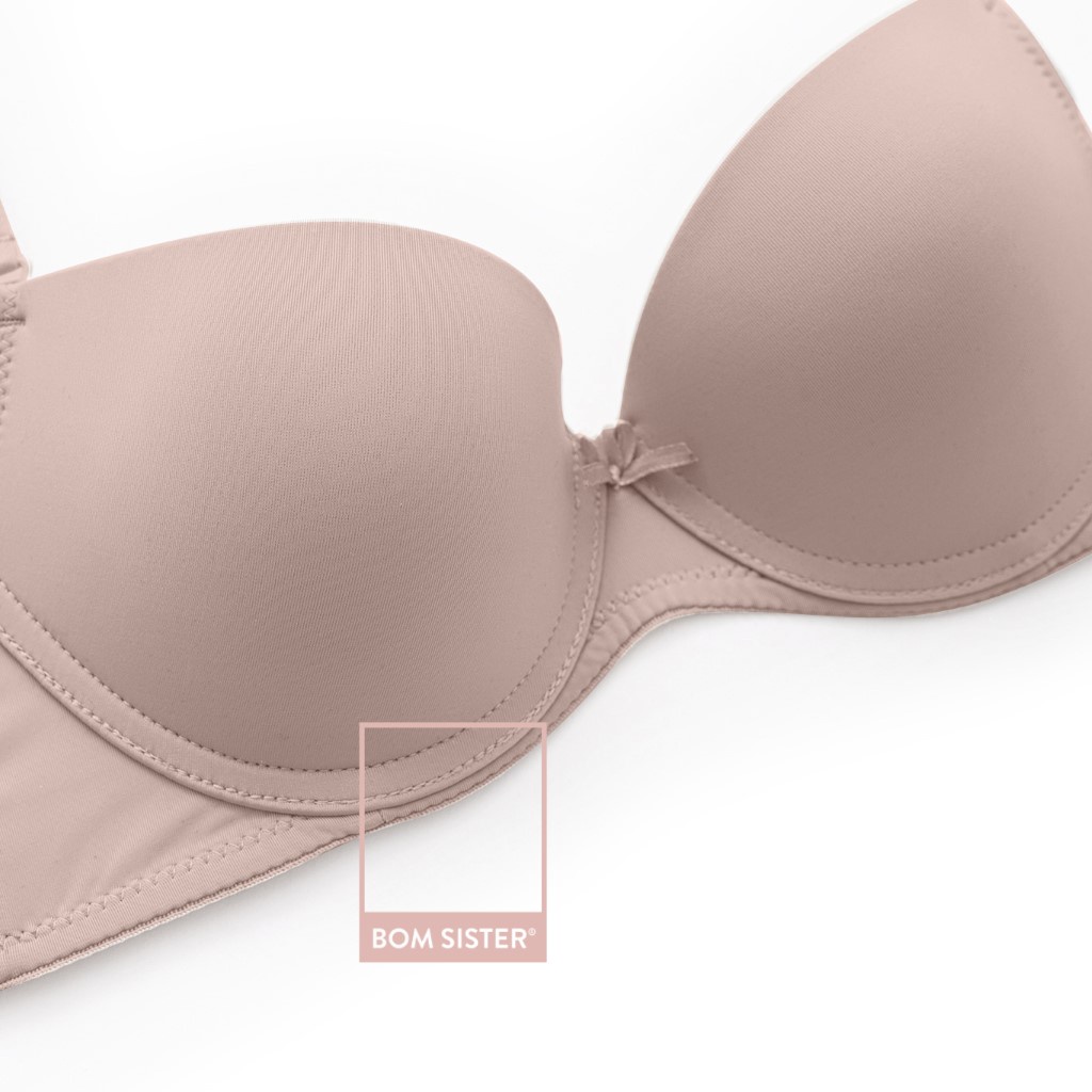 Áo lót mút mỏng có gọng thun lạnh màu trơn nâng ngực tự nhiên BOM SISTER MU1006