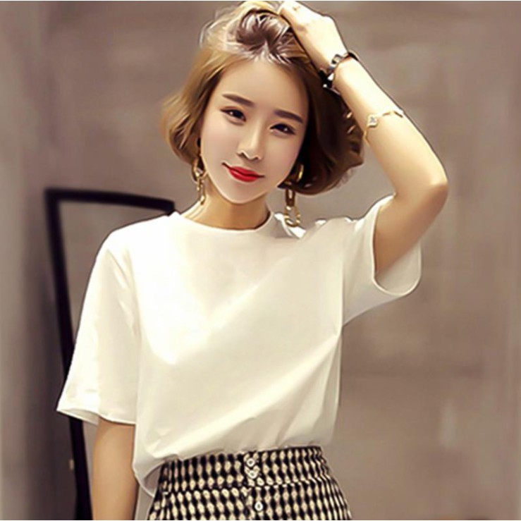 Áo thun nữ co giản 4 chiều tay ngắn cổ tròn in hình dễ thương theo mẫu AT06