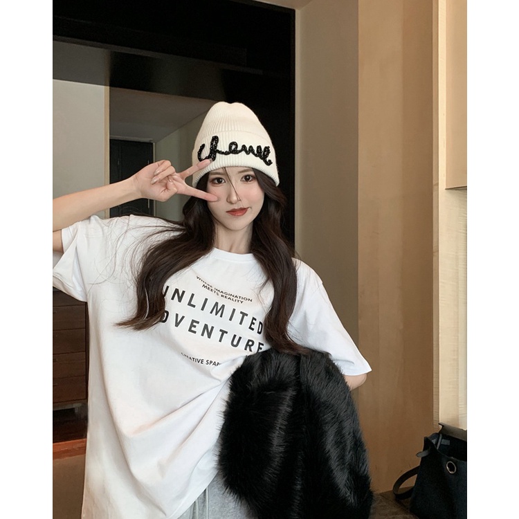 NRVP Áo Thun Mùa Hè Tay Cộc Oversize In Họa Tiết Phong Cách Hàn Quốc Cho Nam / Nữ