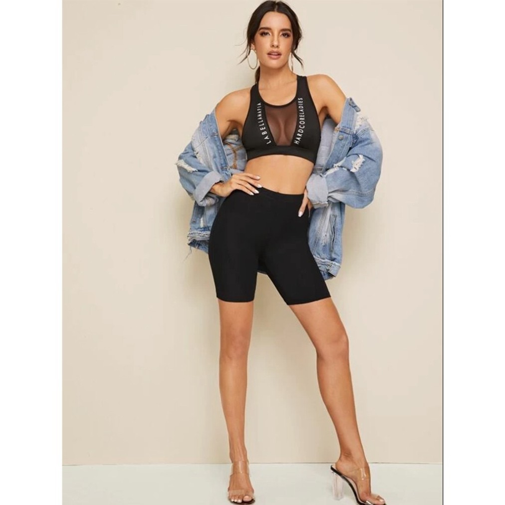 Quần legging ngố lưng thun co dãn hai chiều D40 màu đen