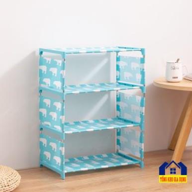 Kệ để giày dép 4 tầng bằng vải không dệt họa tiết ngộ nghĩnh