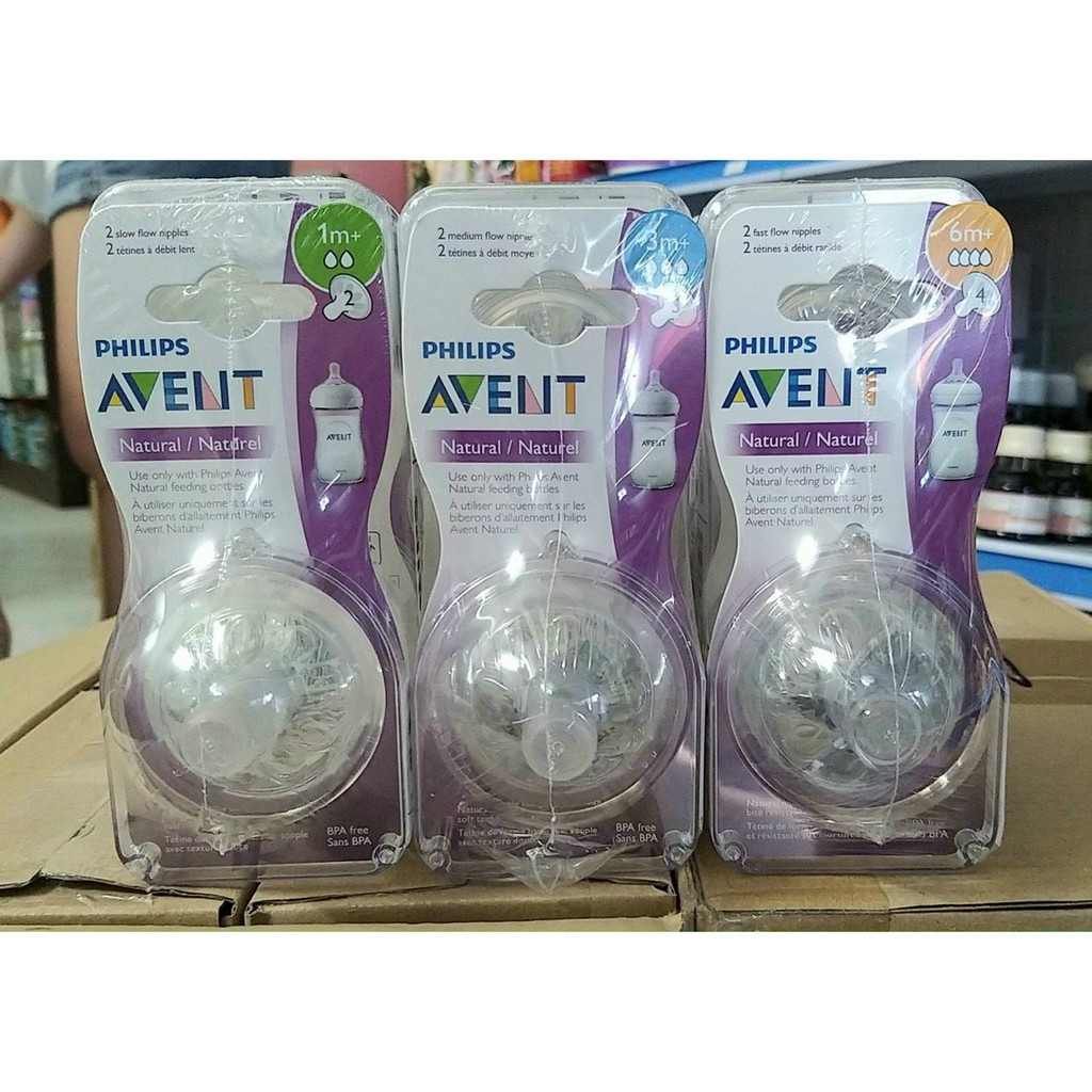 SET 2 NÚM TY AVENT NATURAL CỔ RỘNG SIZE 1, 2,3,4