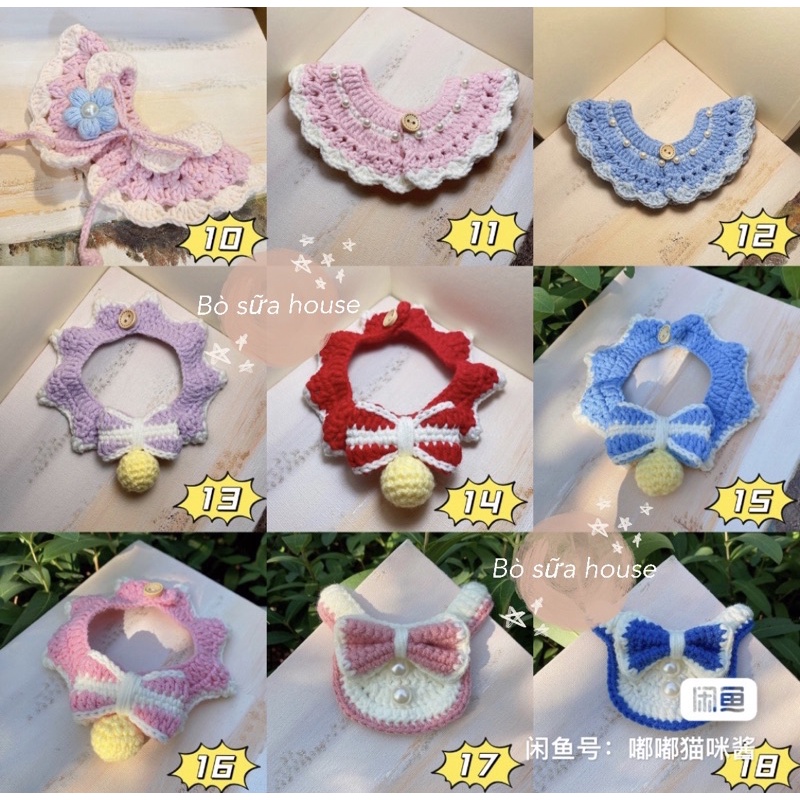 Các mẫu yếm len handmade cho mèo,cún,thỏ,bọ