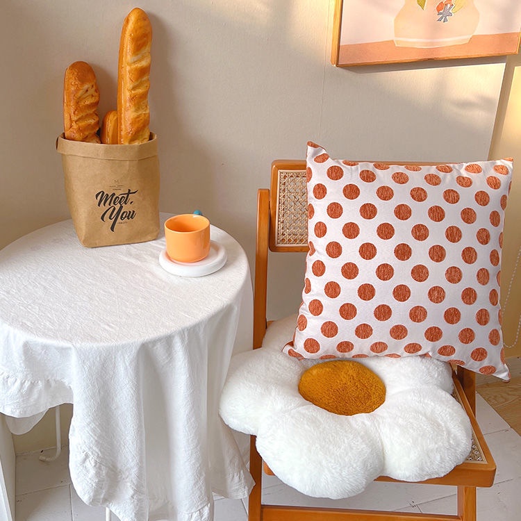 Gối Tựa Lưng Mềm Mại Họa Tiết Chấm Bi Có Thể Giặt Sạch Trang Trí Ghế Sofa