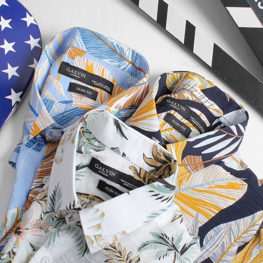 Sơ mi nam Galvin cộc tay họa tiết hoa cotton đũi sơ mi họa tiết bãi biên 84- Leo Vatino | BigBuy360 - bigbuy360.vn
