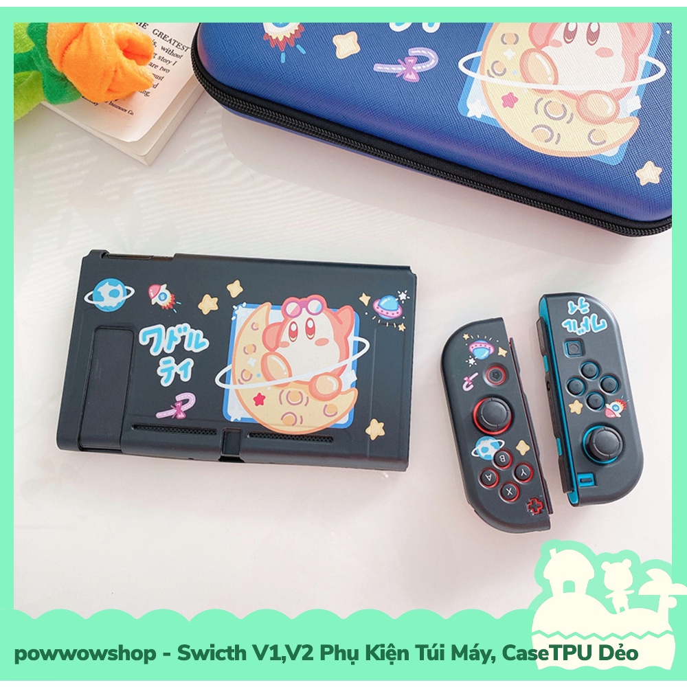 [Sẵn VN - Hỏa Tốc] Switch V1,V2 Phụ Kiện Túi Máy, Case Ốp TPU Dẻo Cho Máy Game Cầm Tay Nintendo Switch V1,V2 Black Kirby