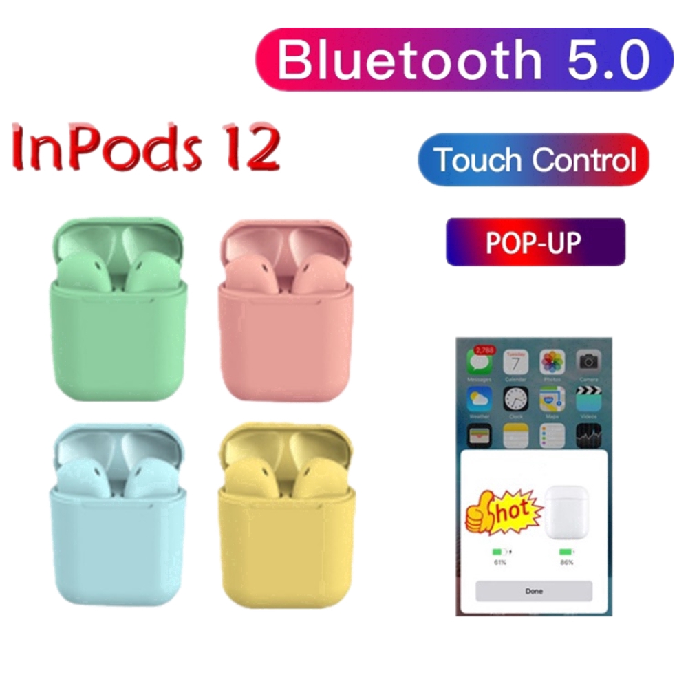 Inpods 12 TWS Wireless Earphone Bluetooth 5.0 HIFI Macaron Sport Earbuds Touch | BigBuy360 - bigbuy360.vn