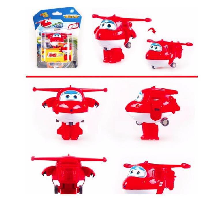 Super wings đồ chơi đội bay siêu đẳng mô hình nhân vật Jett tia chớp máy bay biến thành rô bốt mini