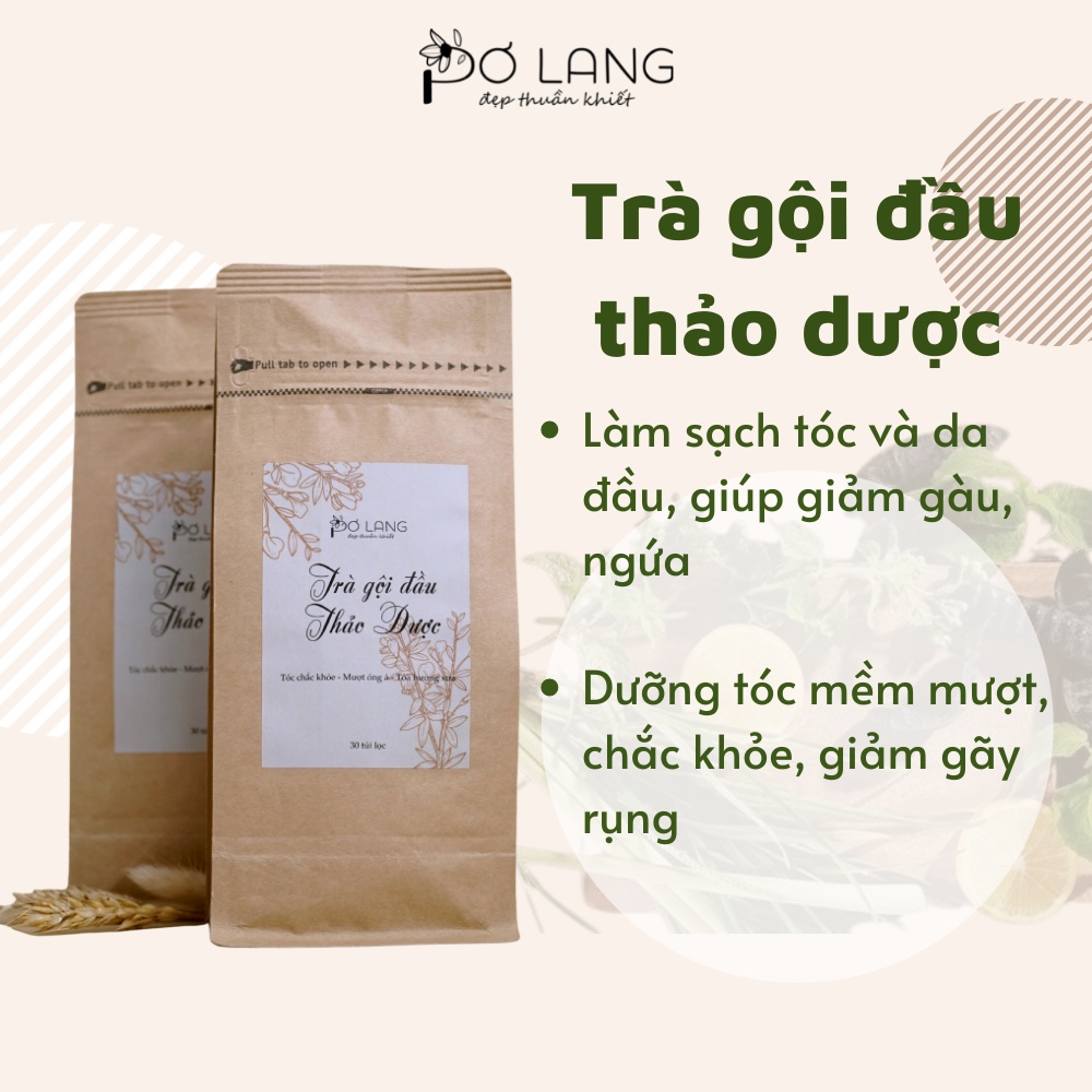 Trà gội đầu kích thích mọc tóc Thảo mộc Pơ Lang  gói 30 túi lọc (Giảm rụng tóc, kích thích mọc tóc, dưỡng tóc mềm mượt)