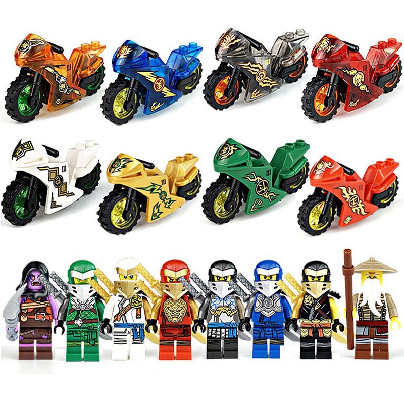 Lego Ninjago Xe máy Bộ Minifigures Ninja Mini Figures Phù hợp với Lego Blocks Đồ chơi Xếp hình Quà tặng cho trẻ em 8 chiếc