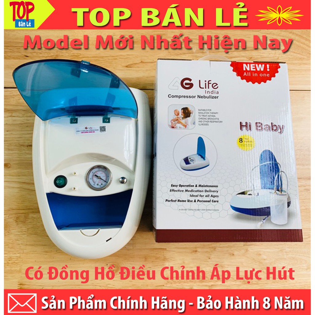 Máy Xông Hút Mũi Họng CAO CẤP 2in1 AG Life Cải Tiến 2020 Có Đồng Hồ Hiện Thị Điều Chỉnh Áp Lực Hút