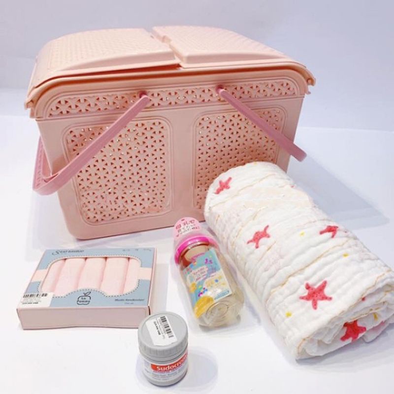Giỏ đựng 2 quai có nắp nhựa việt nhật size lớn