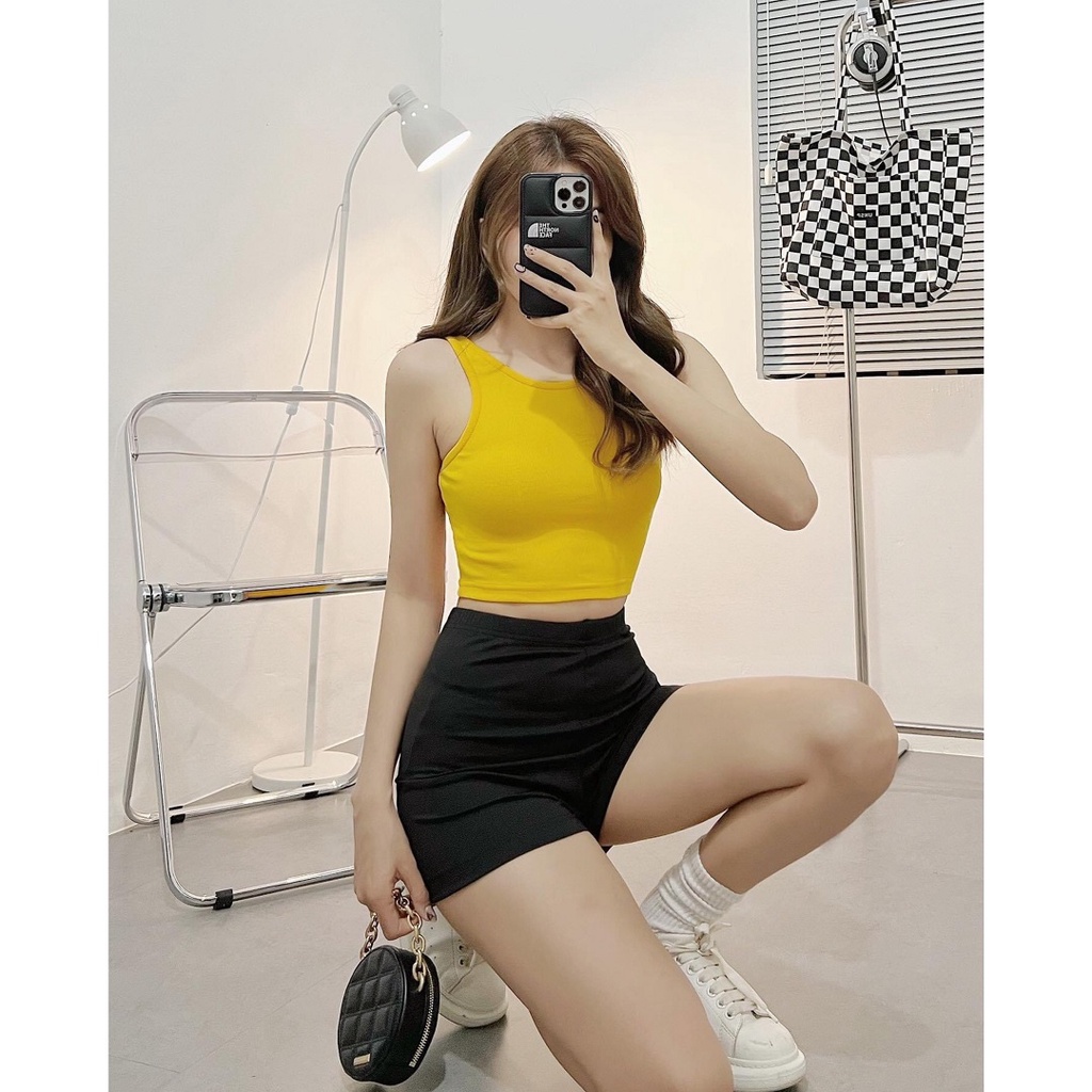 🎁𝐐𝐔𝐀̀ 𝐓𝐑𝐈 𝐀̂𝐍🎁 Quần Legging Đùi -Biker Đùi Cuộn Vàng Chất Borid Cạp Chun Dáng Đẹp Đồ Mặc Nhà Tập Gym Yoga Co DãnTốt