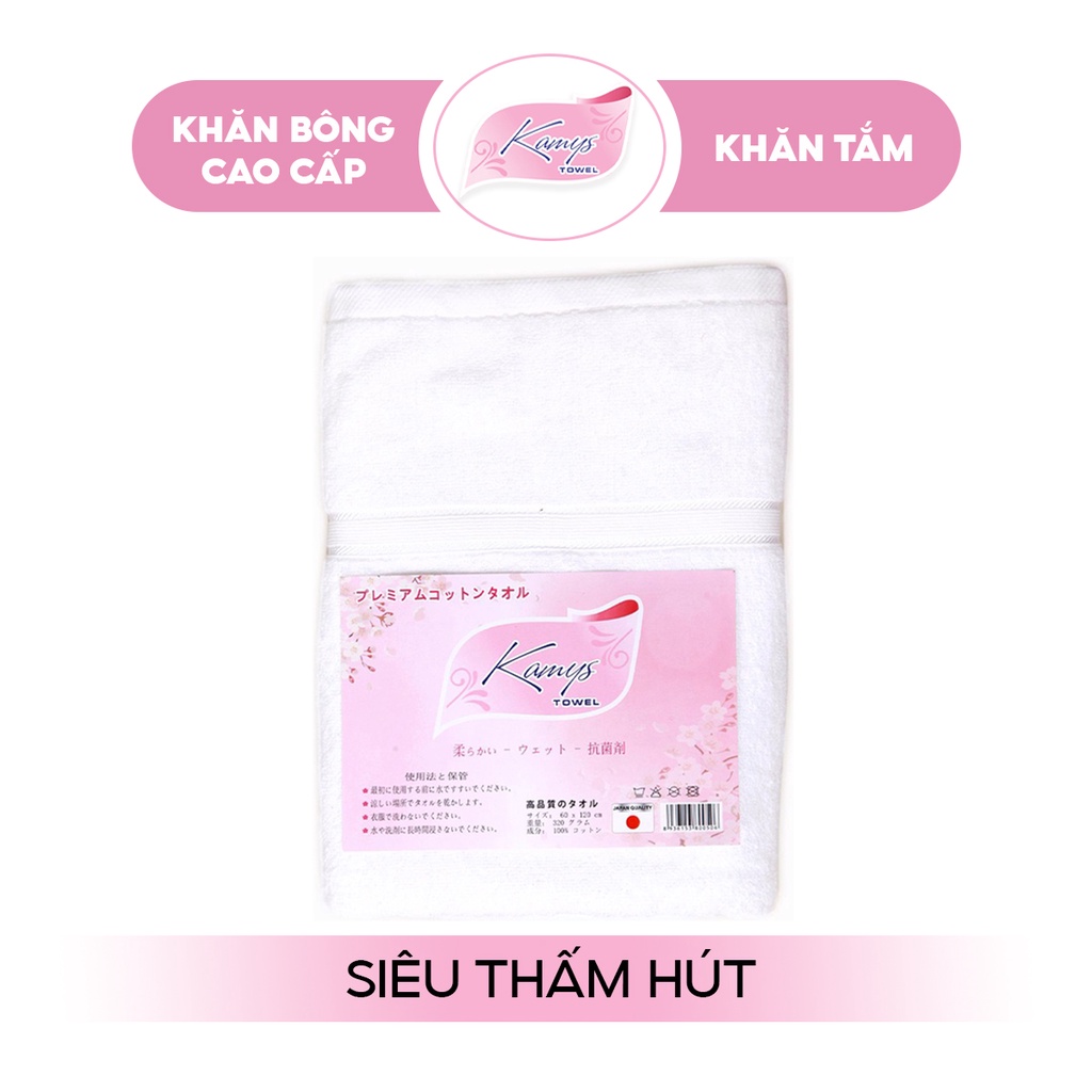 Khăn Tắm 60/70x140cm Đủ Màu Kamys Towel 100% Cotton Siêu Thấm Hút, Không Sổ Lông, Không Phai Màu