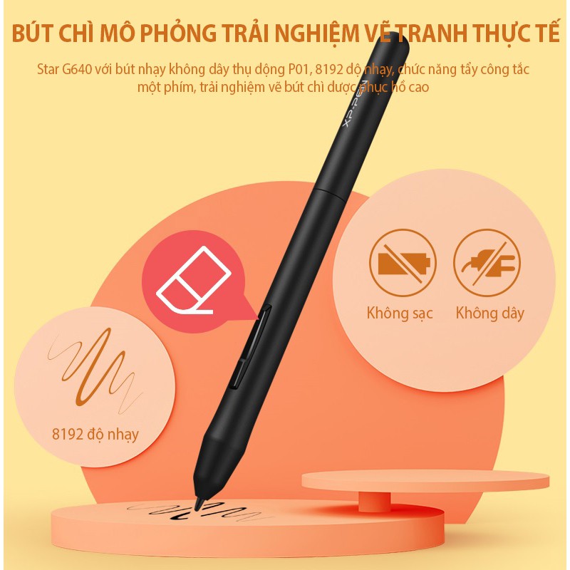 Bảng Vẽ Điện Tử Siêu Mỏng Lực Nhấn 8192 XP-Pen Star G640LM LINE FRIENDS Tặng Kèm Combo Quà Tặng Hấp Dẫn