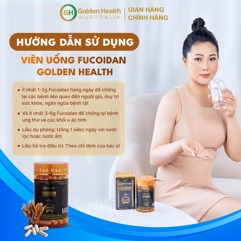 [GOLDEN HEALTH] Viên uống Fucoidan - Fucorich &amp; Undaria Pinnatifida - Premium Quality hộp 90 viên
