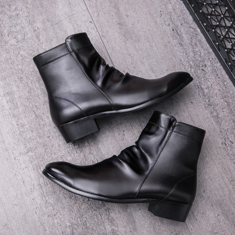 Giày boot da bóng cổ cao phong cách Anh thời trang cho nam | BigBuy360 - bigbuy360.vn