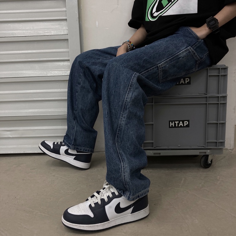 Quần Jeans ống rộng basic thời trang phong cách Streetwear