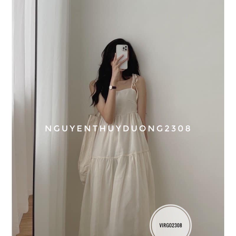 Váy 2 dây cột nơ voan tơ bồng bềnh xinh yêu/Đầm 2 dây VOAN TƠ