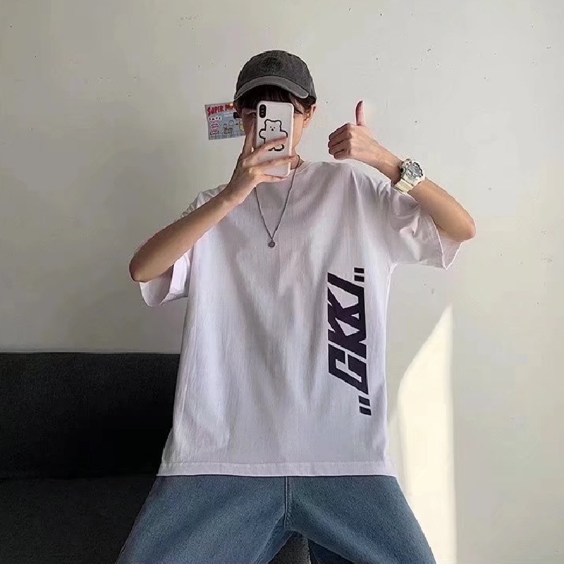 Áo Thun Nam Dáng Rộng In Chữ Phong Cách Hàn Quốc Thời Trang Mùa Hè Thoải Mái Cỡ M-8XL