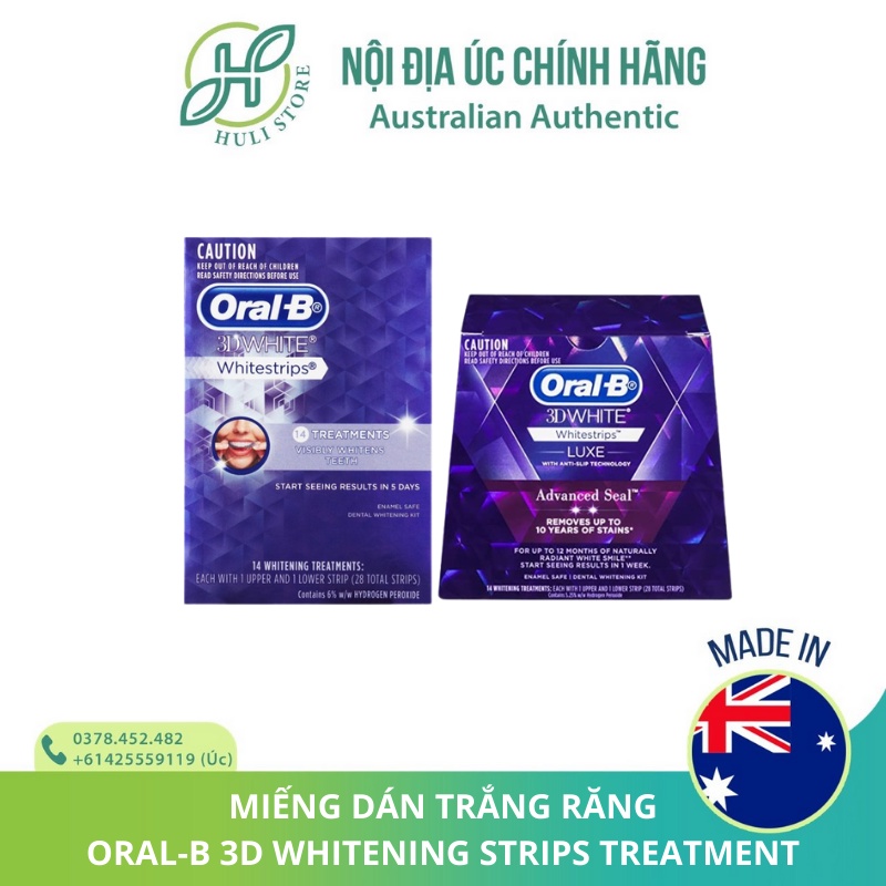 Miếng dán trắng răng Oral B 3D White Whitening Strips