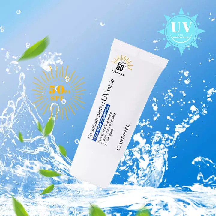 Kem Chống Nắng Vật Lý Nâng Tone Da Care:nel No Sebum Perfect UV Shield SPF50+ PA++++ 50ml