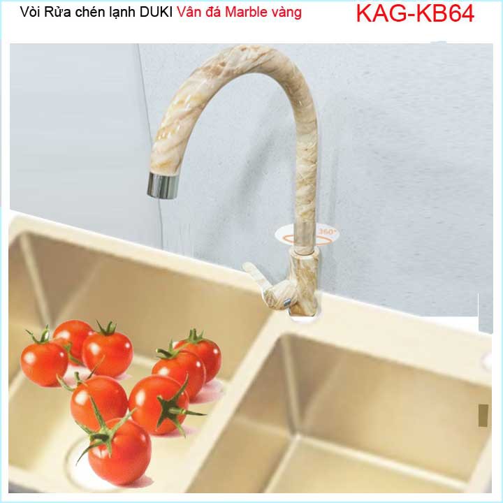 Vòi chậu rửa vân đá marble Duki KAG-KB64, vòi lạnh marble thủ công cao cấp cao