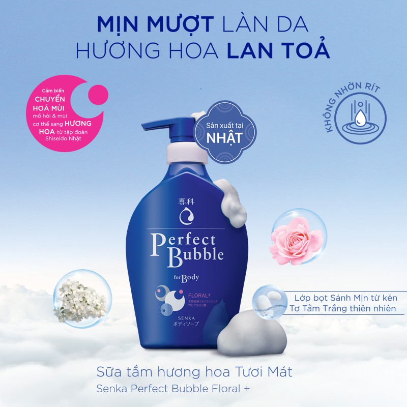 Sữa tắm dưỡng ẩm hương hoa tươi mát Senka Perfect Bubble for Body Floral Plus n 500ml_13729 | BigBuy360 - bigbuy360.vn