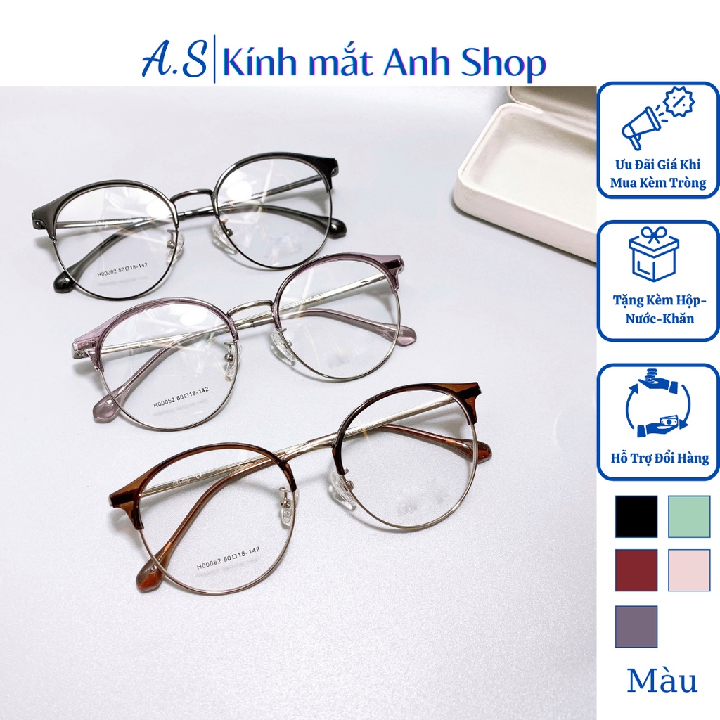 Kính tròn to nam nữ thời trang chất liệu kim loại dày dặn chắc chắn cỡ to 00062