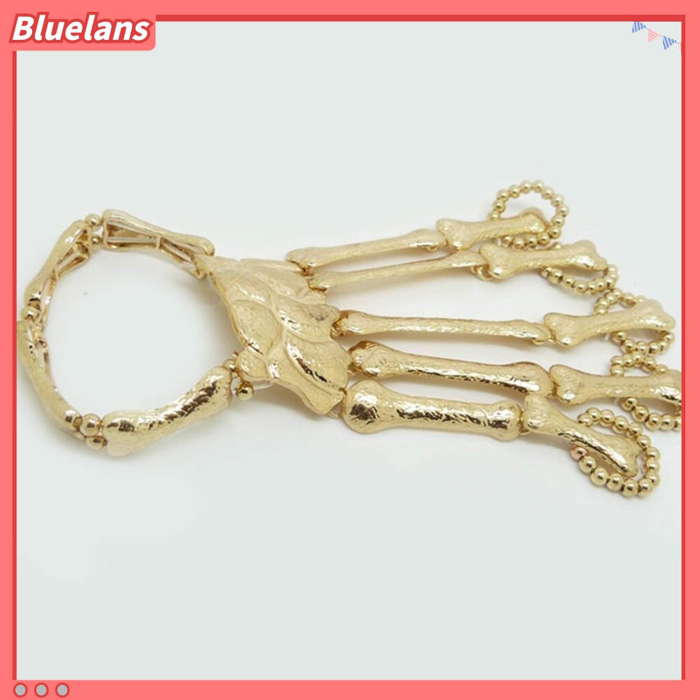 Vòng Đeo Tay Kèm Nhẫn Hình Xương Bàn Tay Phong Cách Gothic Punk 48h