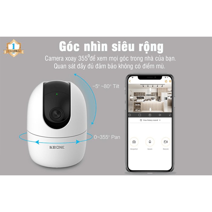Camera Wifi KBONE H21PW H21PA Full HD- Camera Xoay 360 - Tùy chọn thẻ nhớ 32/64/128GB | BigBuy360 - bigbuy360.vn