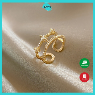 Nhẫn nữ cá tính đính đá sang trọng phong cách hàn quốc