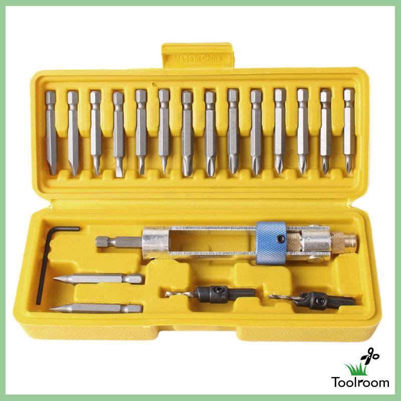 Toolroom 20pcs Multi Screwdriver Set  Drill Driver Countersink Bits & Wrench